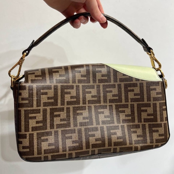 Fendi Antonio Lopez Baguette NM Bag Zucca Coated Canvas with Printed Leather Inl - Picture 3 of 12